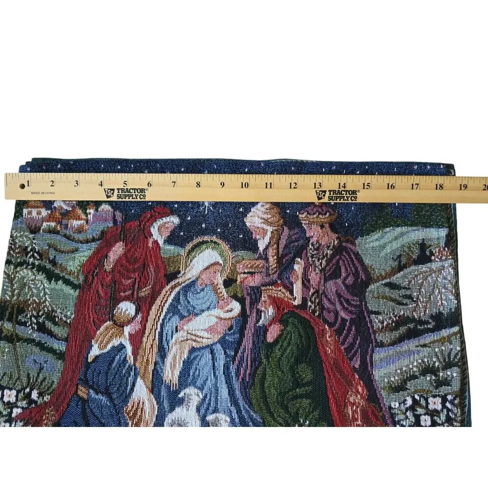 Vtg Tapestry Nativity Christmas Place Mats Set of 4 Cottage Core